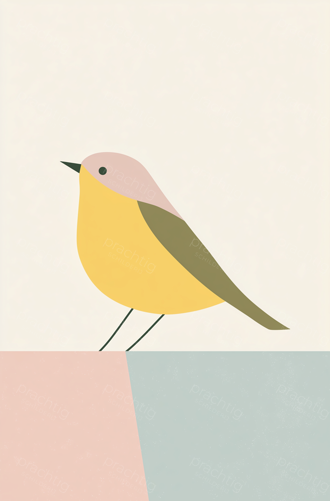 Vrolijke Gele Vogel op Pastel