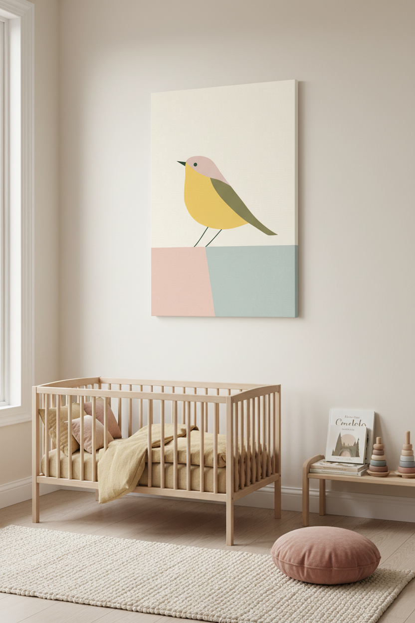 Vrolijke Gele Vogel op Pastel