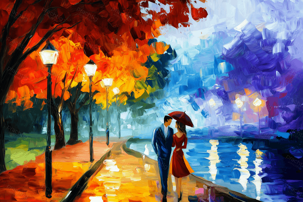 Romantisch moment onder herfstbomen