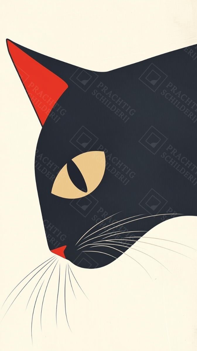Zwarte Kat Met Rode Oren