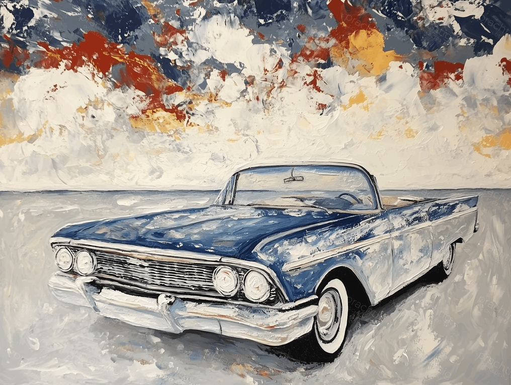 Blauwe Oldtimer in Beweging