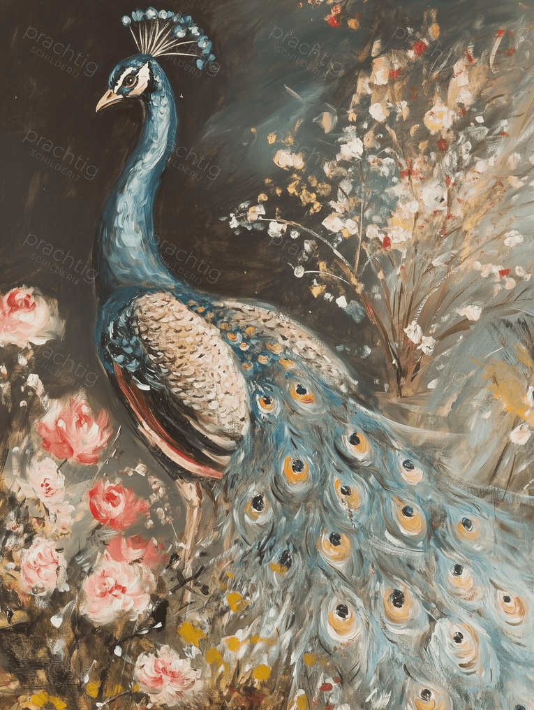 Pauw tussen Bloeiende Takken