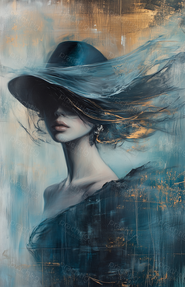 Vrouw in Blauwe Hoed