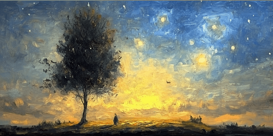 Avondlandschap met Stralende Sterren