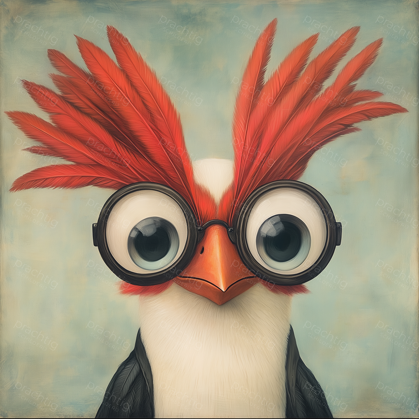 Vrolijke Vogel Met Grote Bril