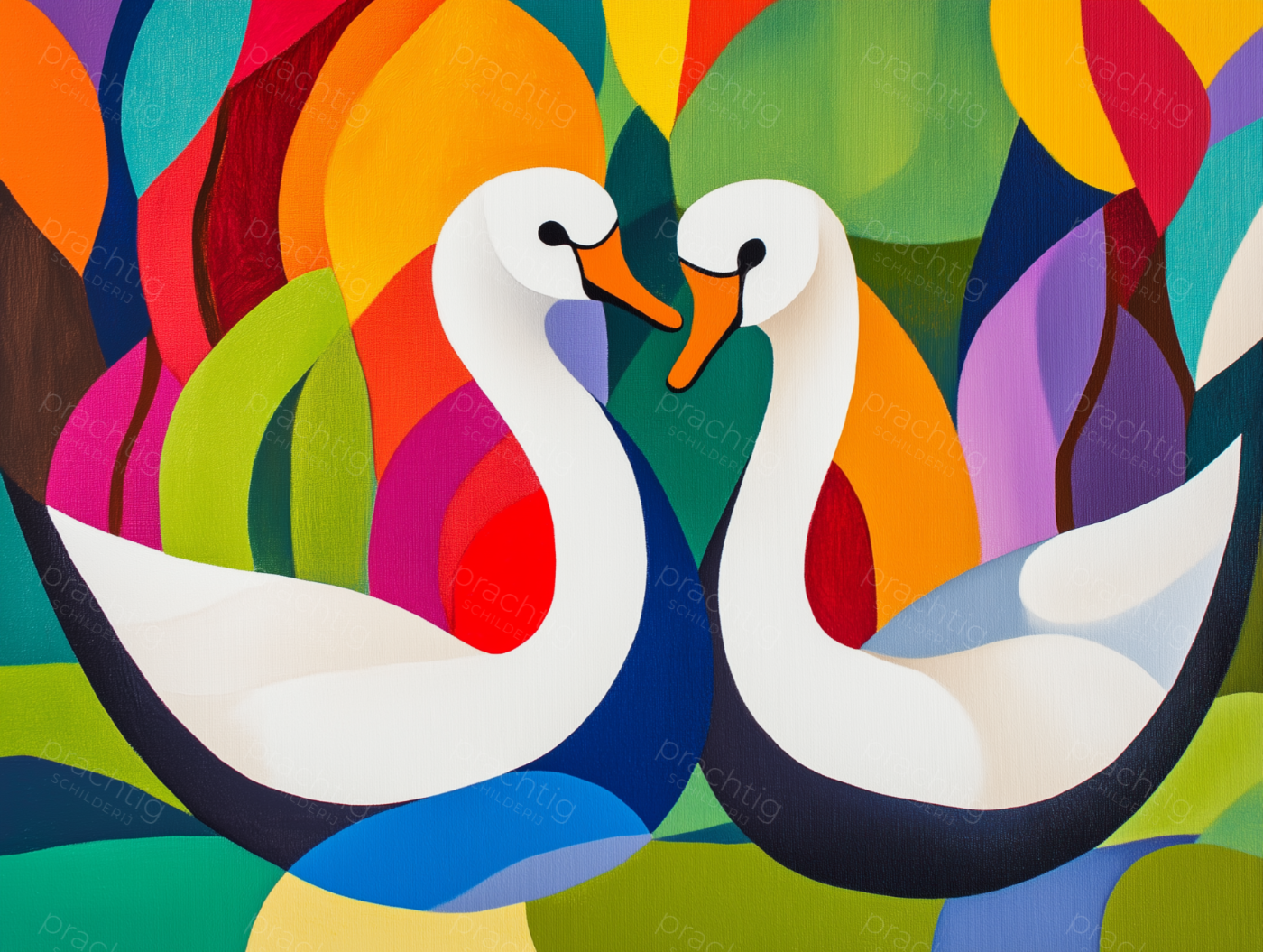 Sierlijke Zwanen in Kleurexplosie