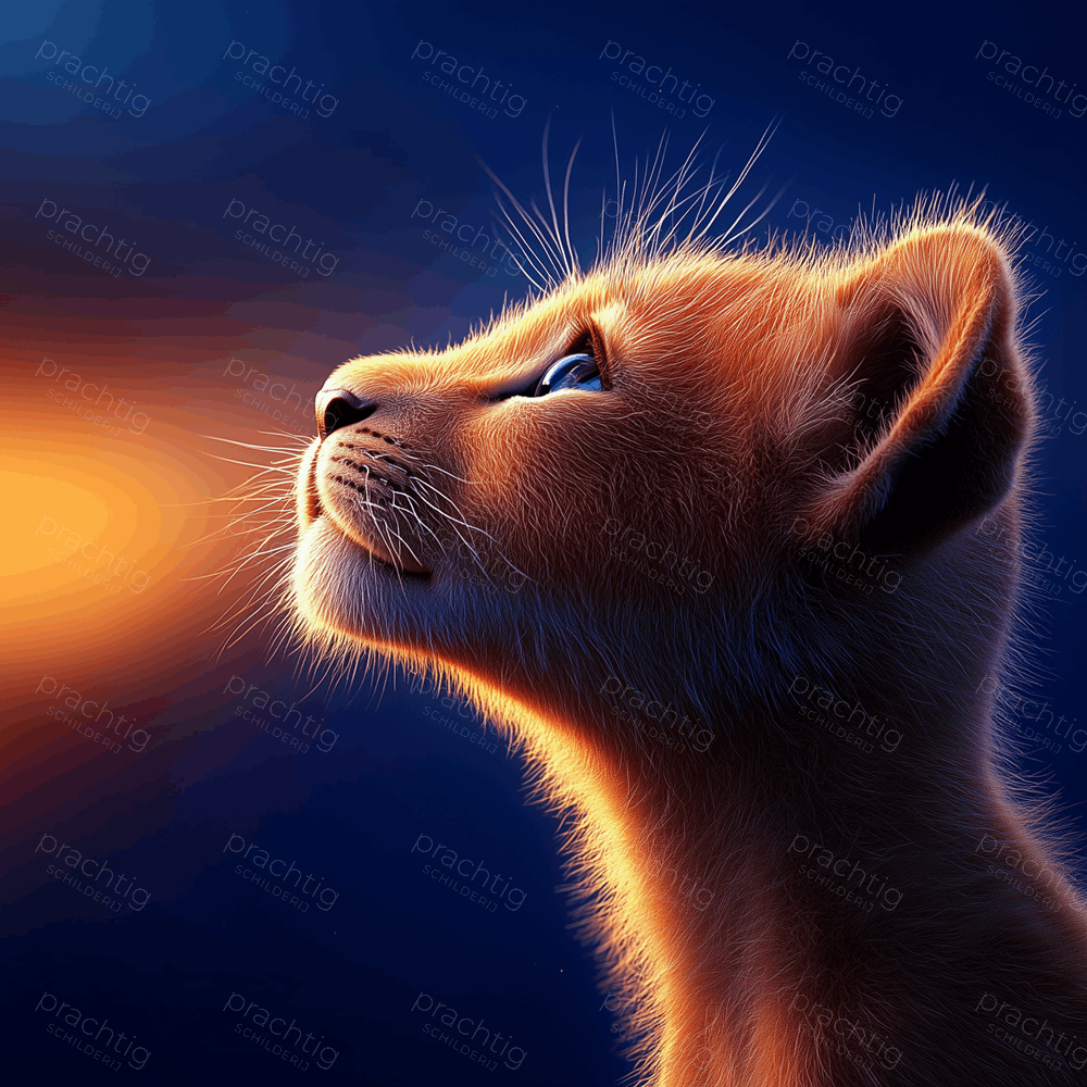 Jonge leeuw in avondlicht