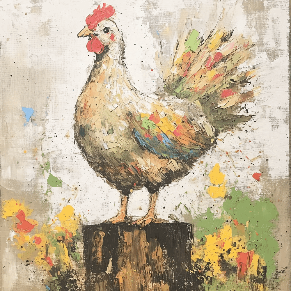 Vrolijke Haan op Houten Stomp