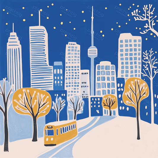 Avondstad met Gele Tram