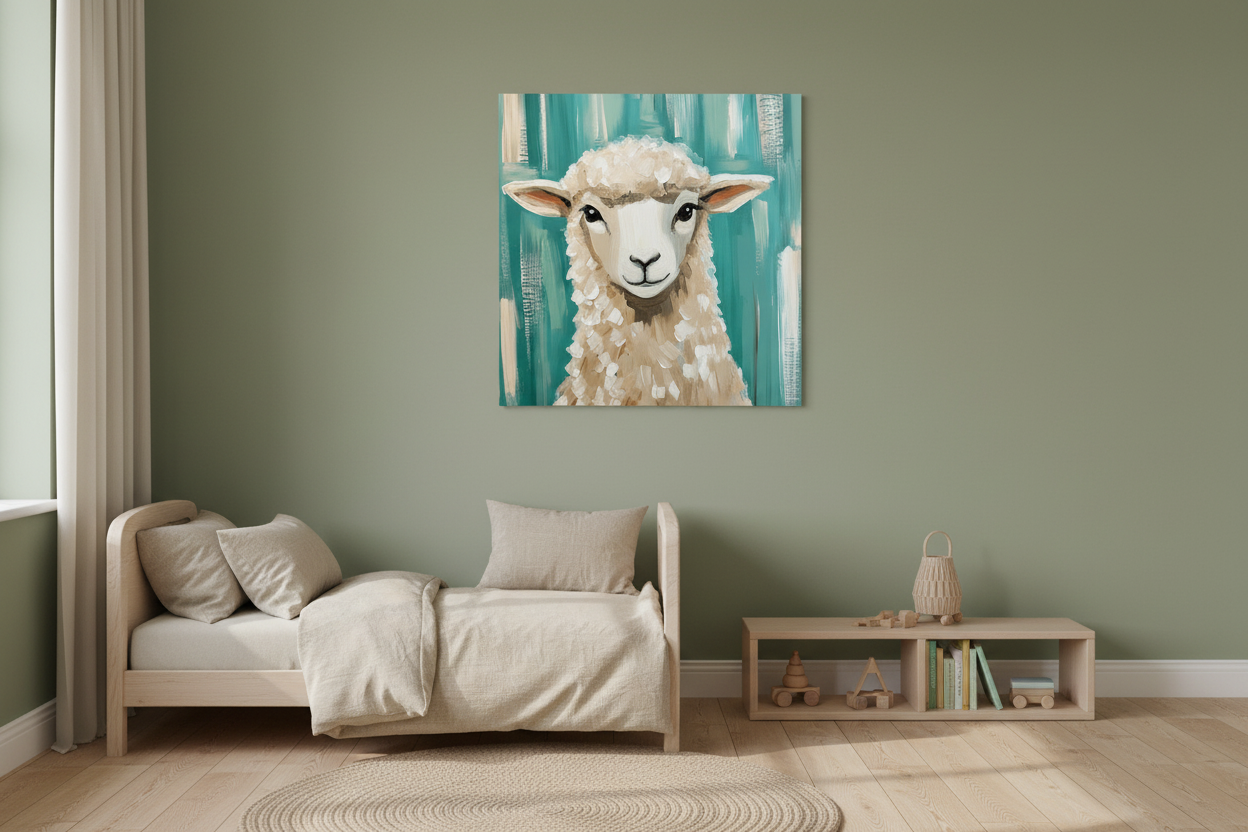 Zacht Schaap Voor Turquoise Achtergrond