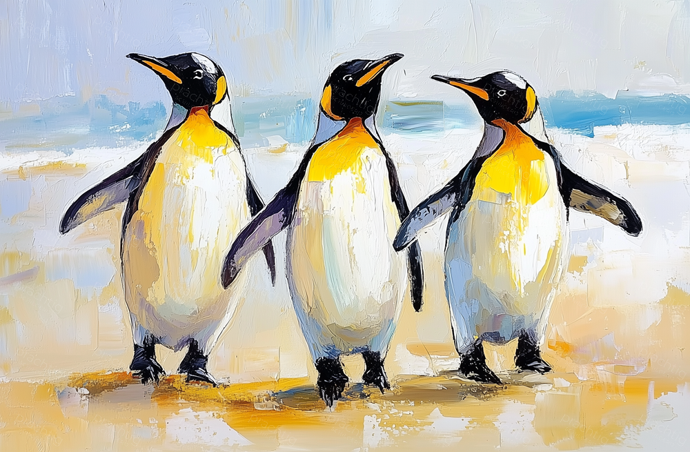 Dansende Pinguïns op het Strand
