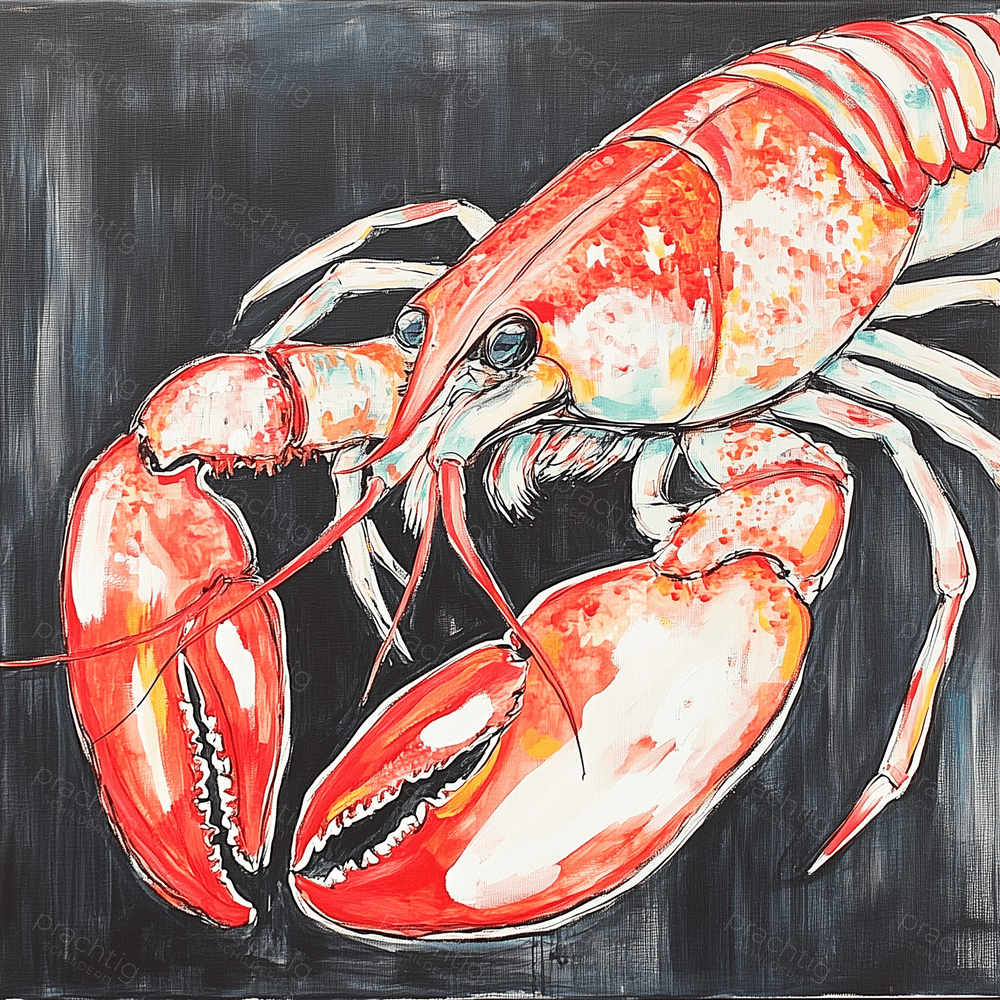 Levendige kreeft in rood en zwart