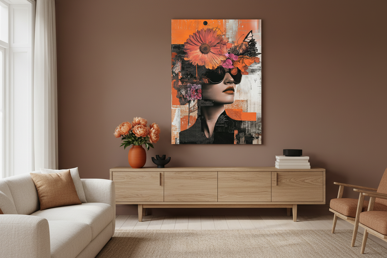 Vrouw met Bloemen en Vlinder