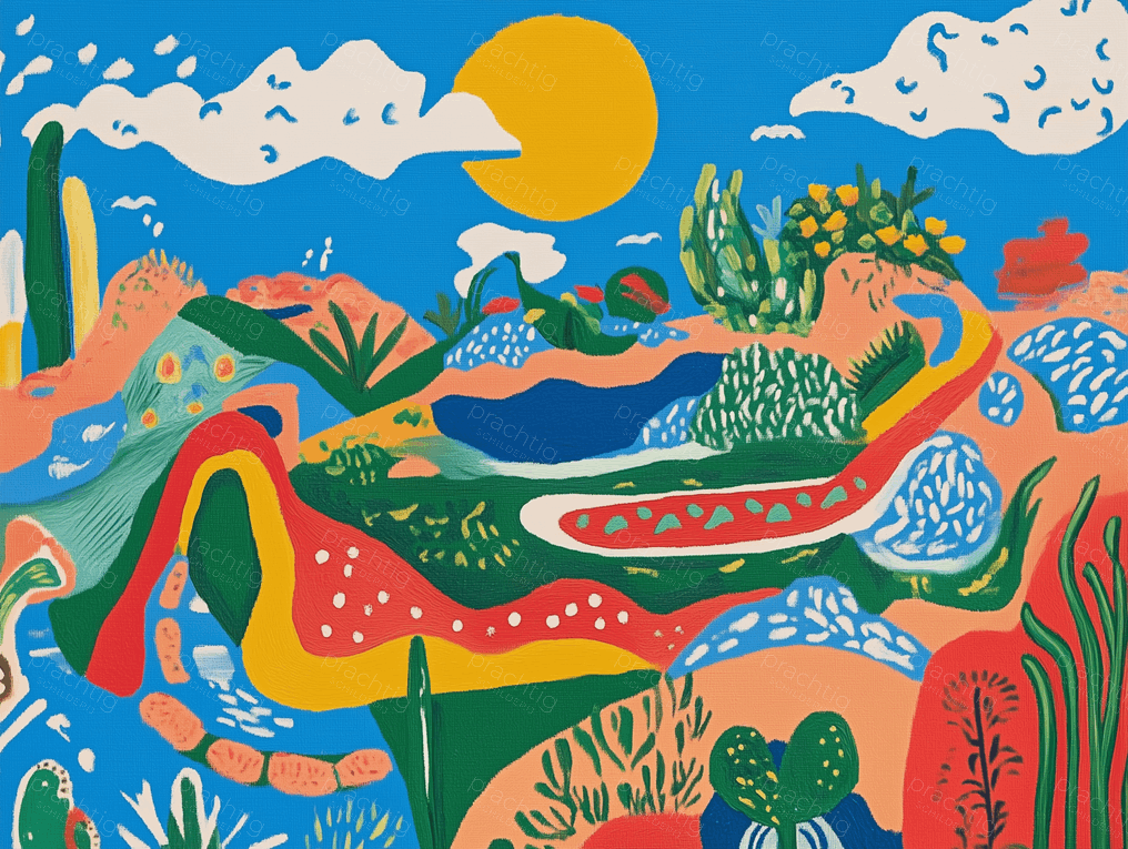 Vrolijk landschap onder blauwe lucht