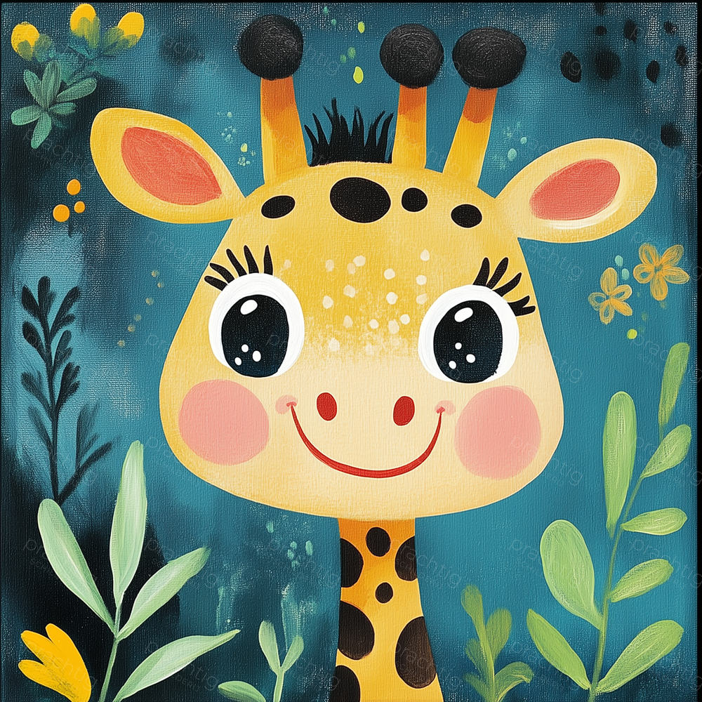 Vrolijke Giraffe in Bloemenveld