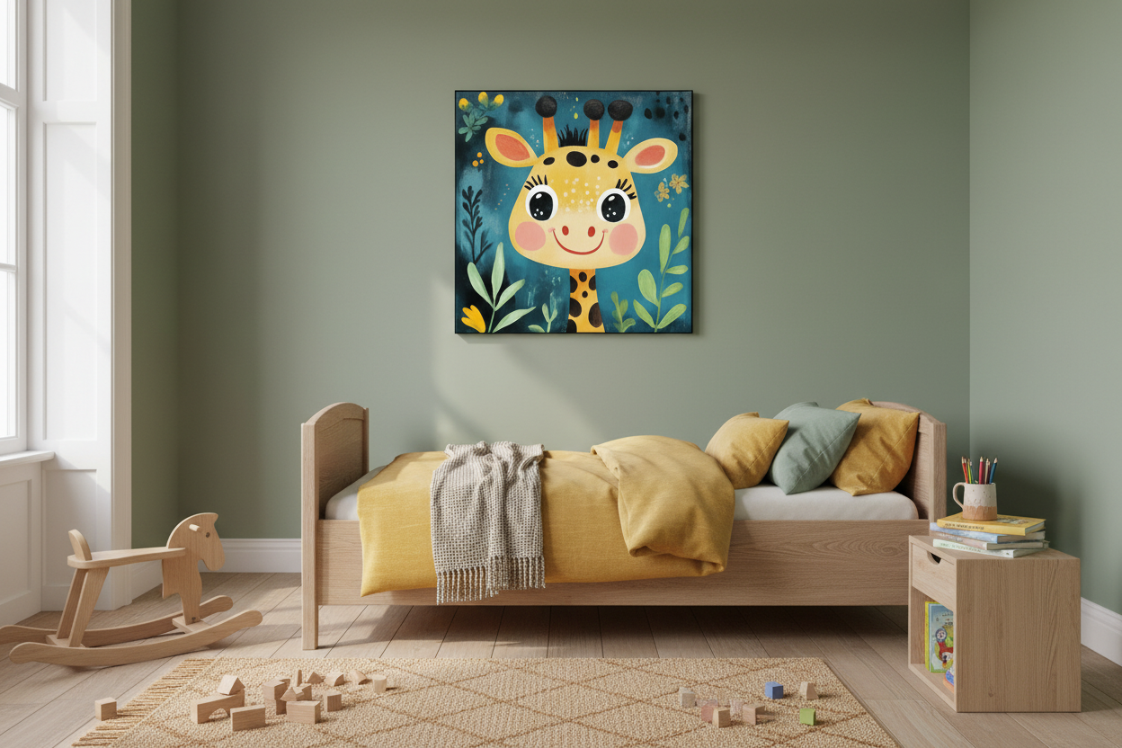 Vrolijke Giraffe in Bloemenveld