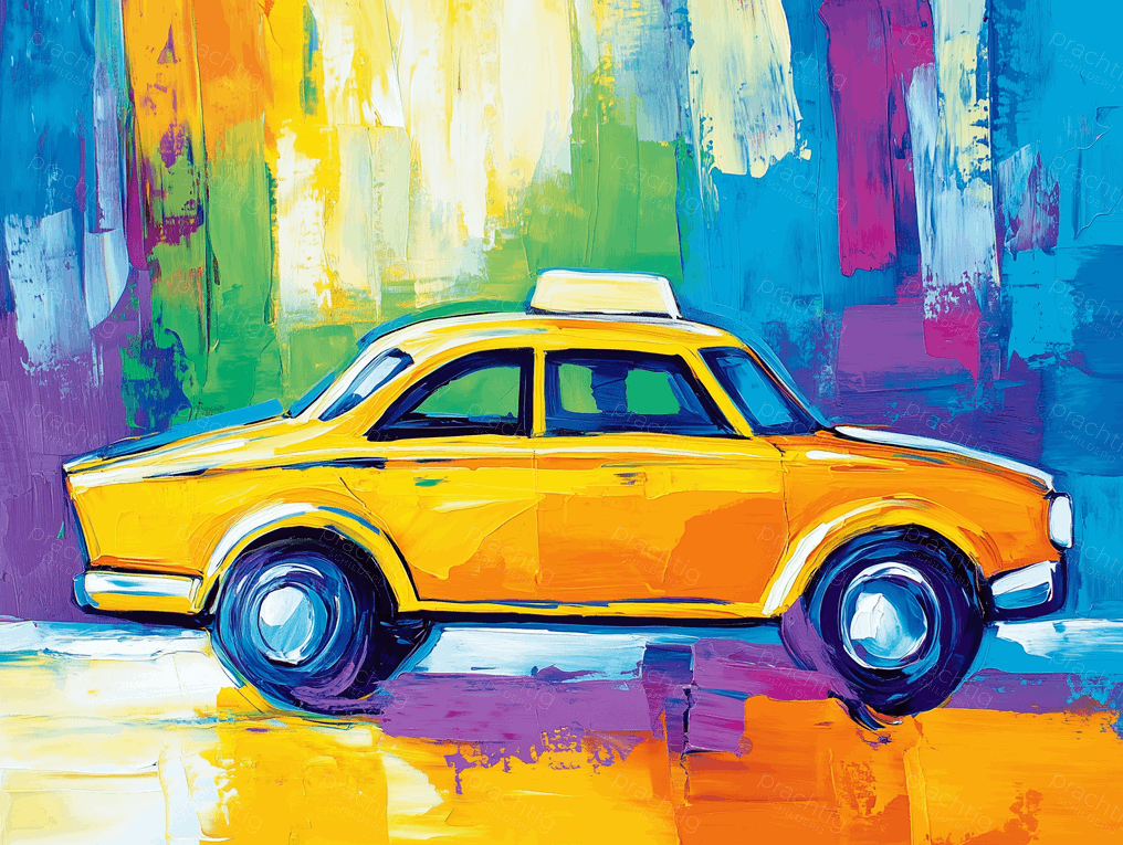 Retro taxi in felle tinten