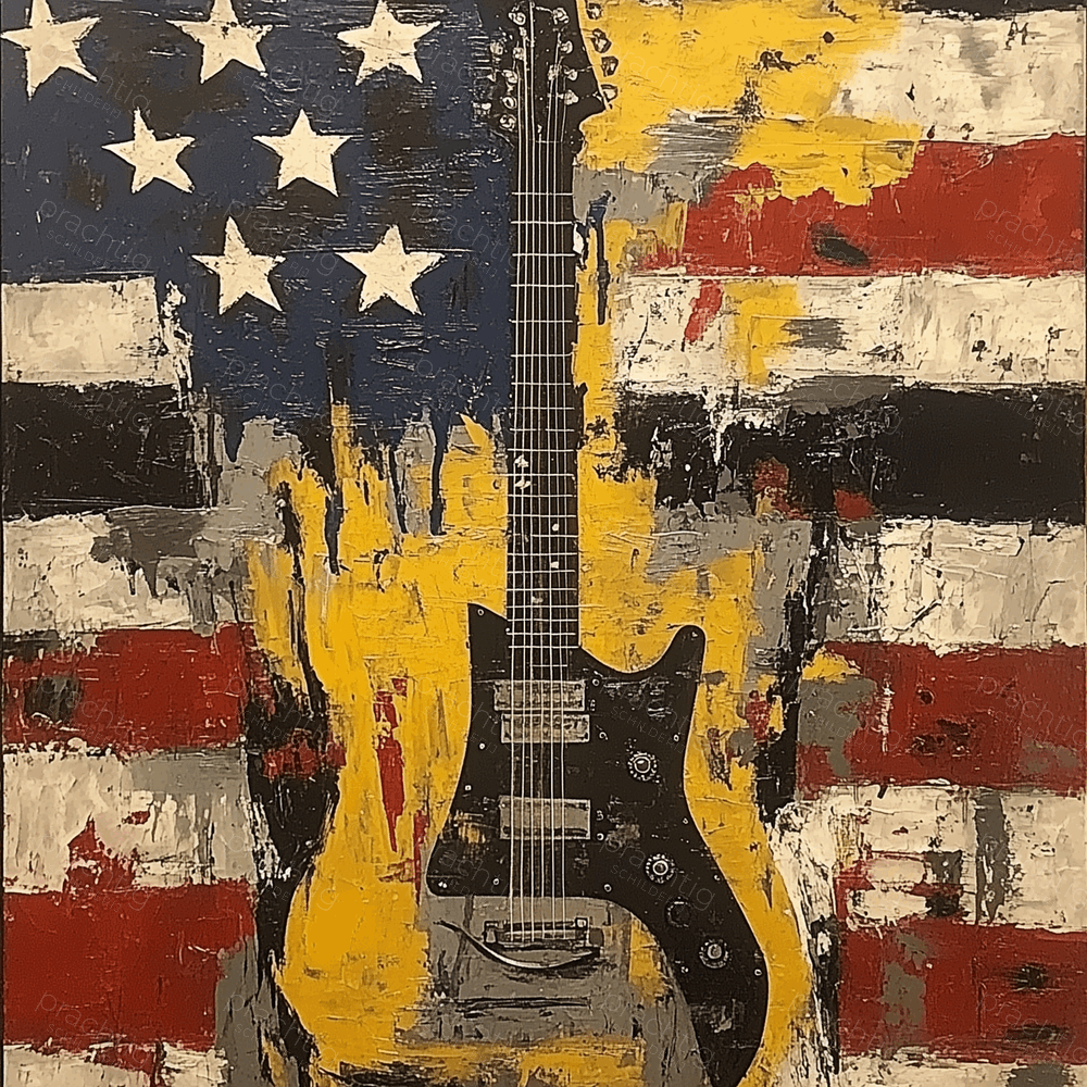 Rockgitaar en Amerikaanse vlag