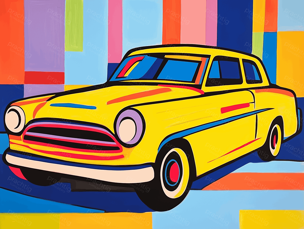 Retro auto in felle kleuren