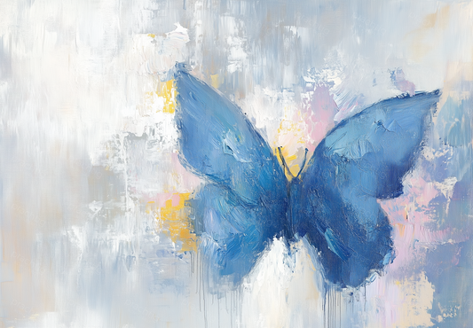Blauwe Vlinder in Vervagende Luchten