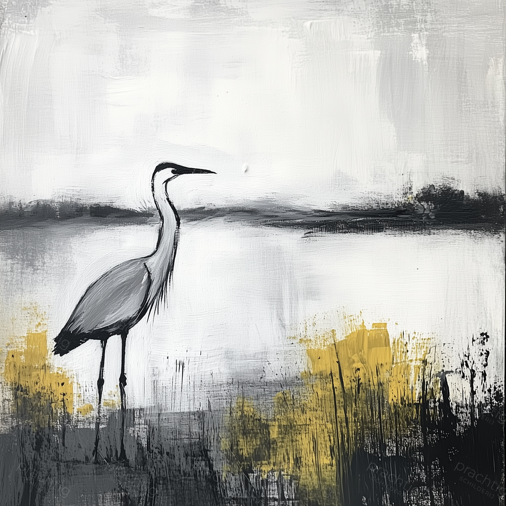 Grijze reiger bij de rivier