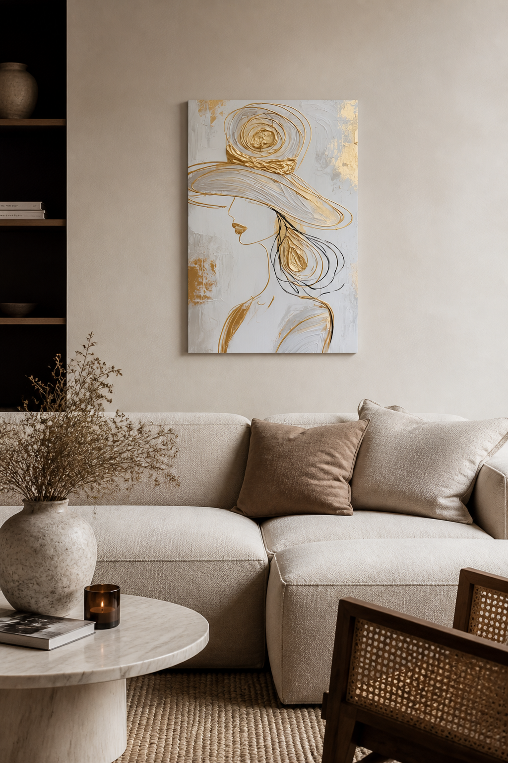 Dame met hoed en goud