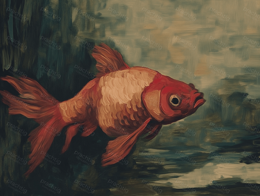 Rode goudvis in blauwgroen water