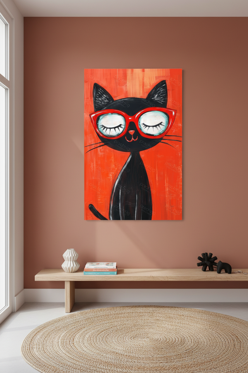 Coole Kat Met Rode Bril