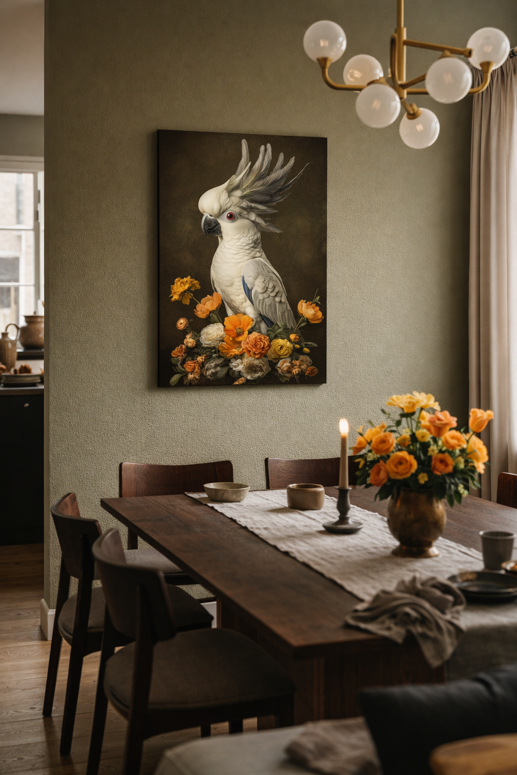 Papegaai met bloemenpracht