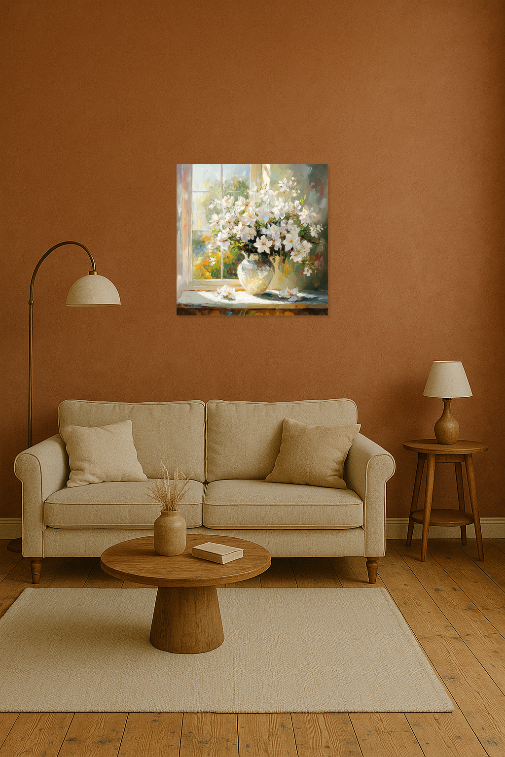 Bloemen in zonlicht bij het raam