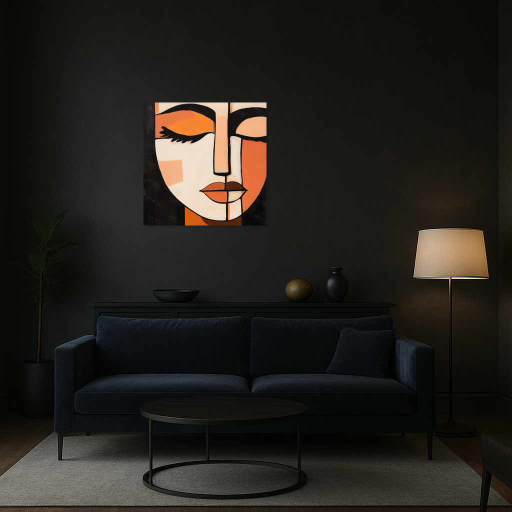 Geometrisch portret in warme tinten