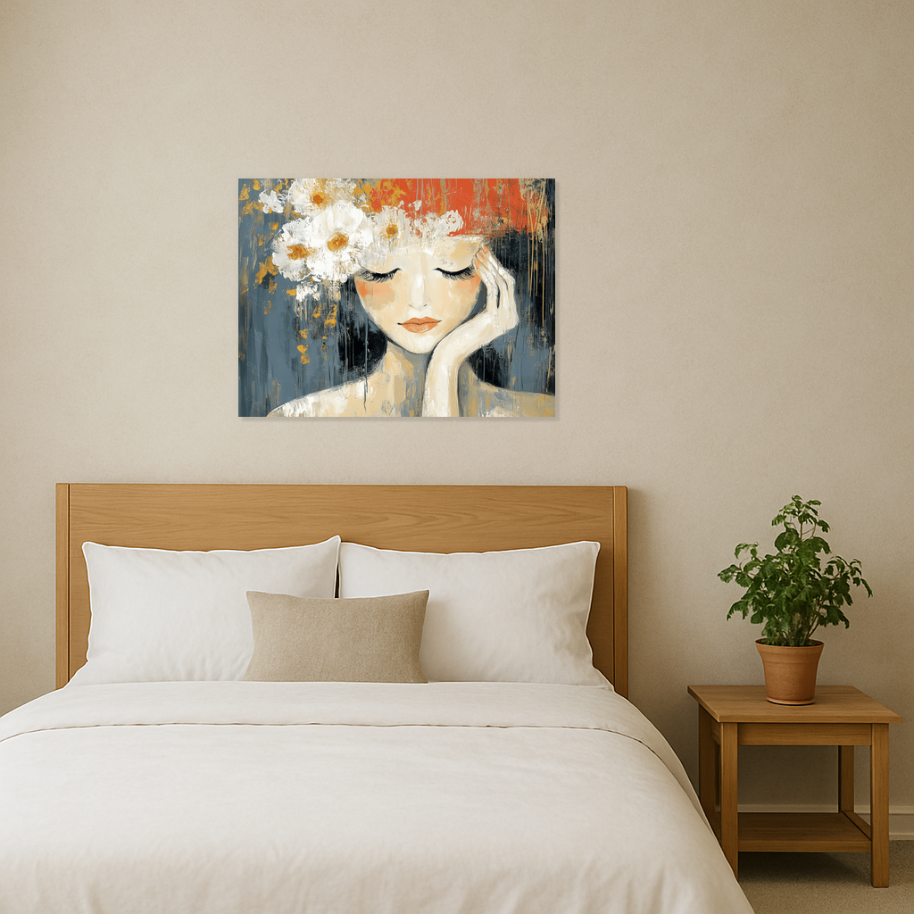 Dromerige Vrouw met Bloemen
