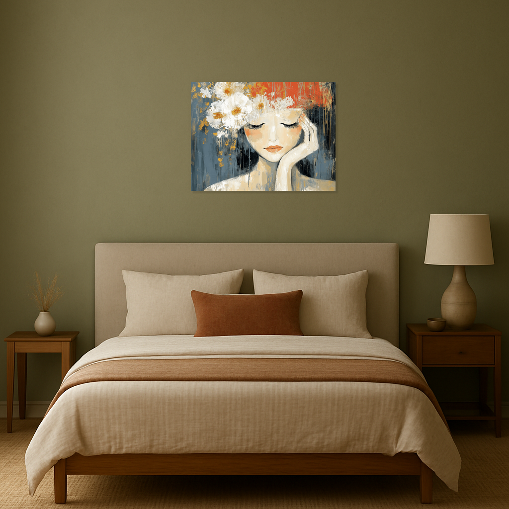 Dromerige Vrouw met Bloemen