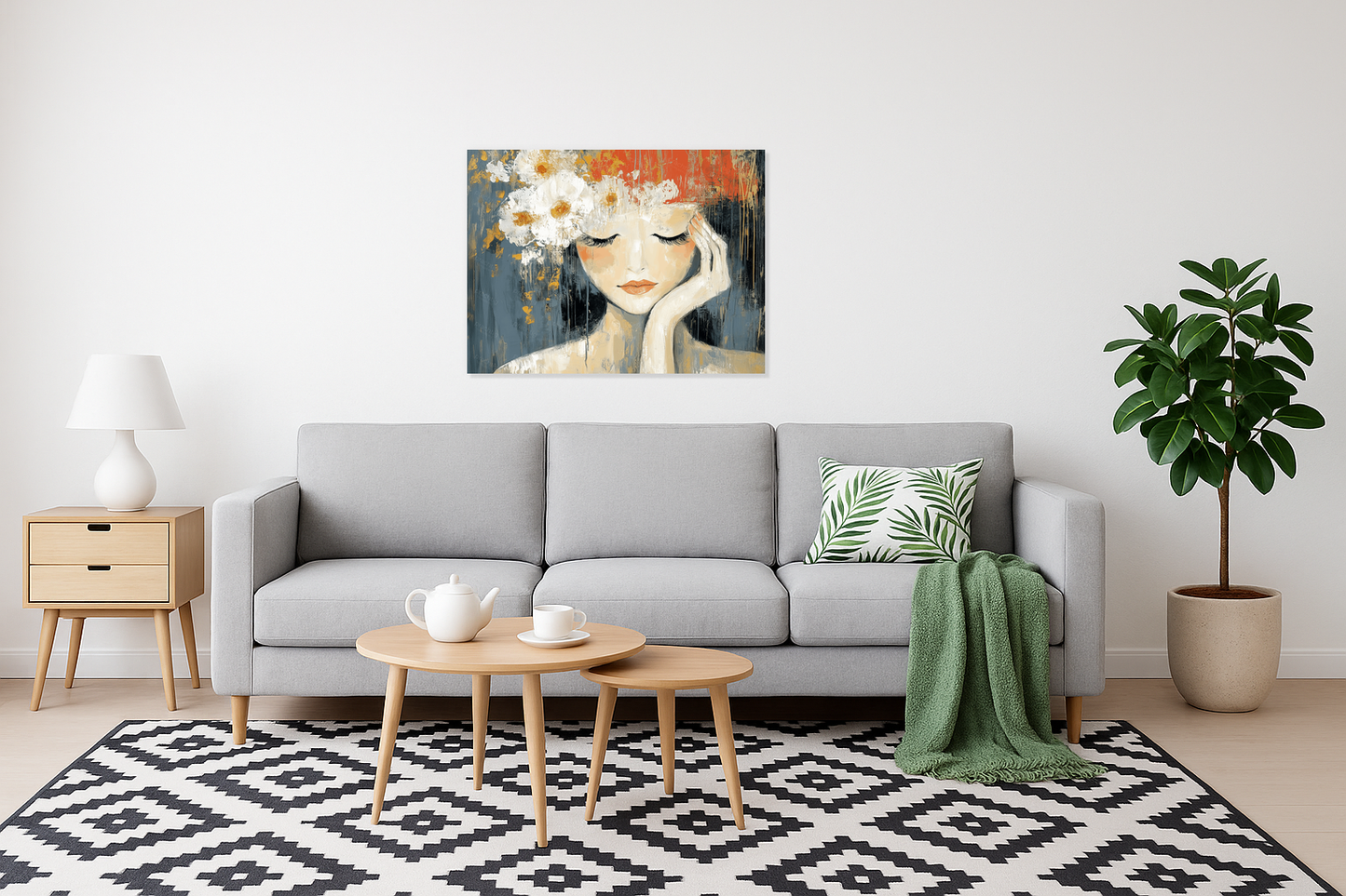 Dromerige Vrouw met Bloemen