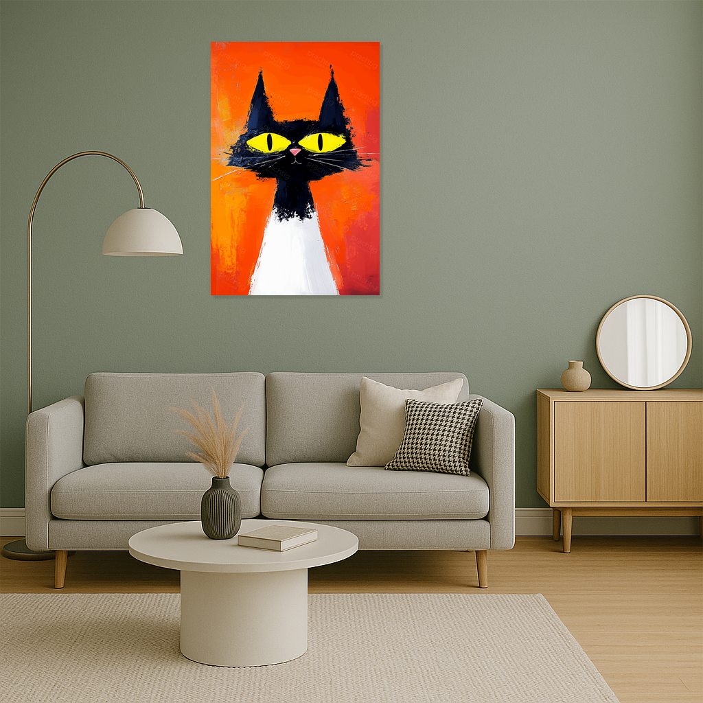 Felgekleurde kat met grote ogen