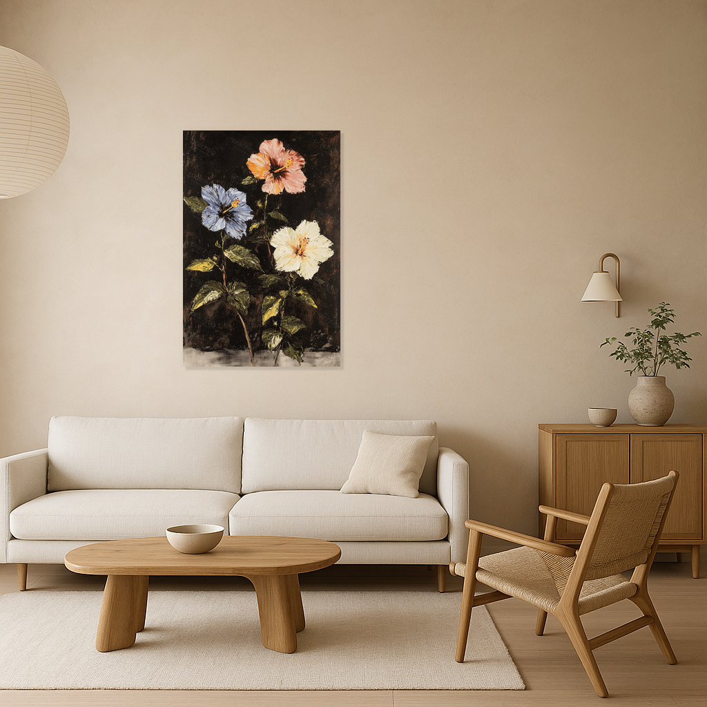 Bloeiende Hibiscus op Donkere Achtergrond