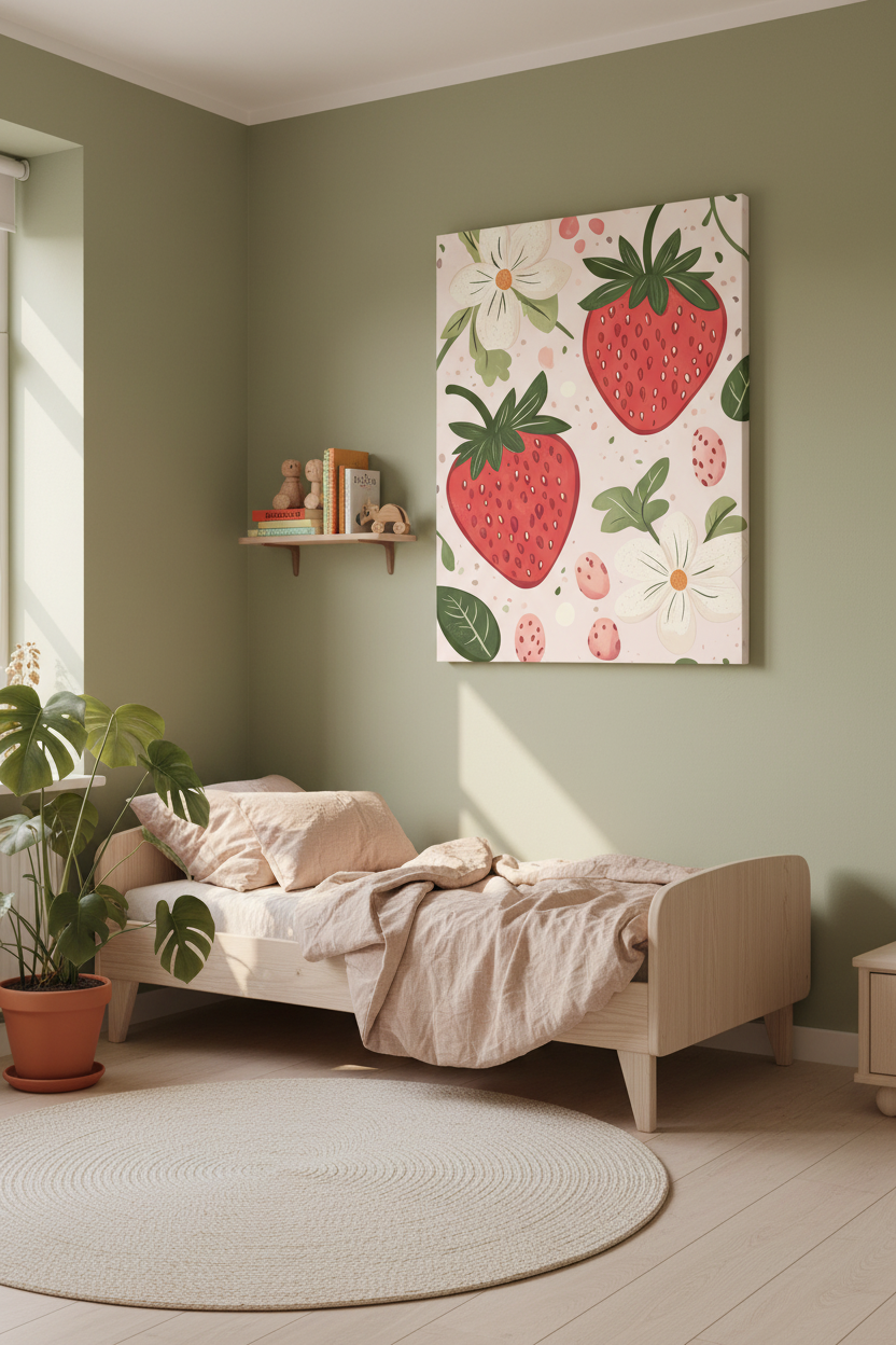 Aardbeien en Bloemen Speelse Compositie