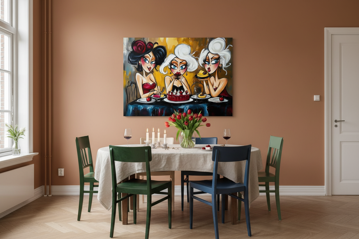 Drie Dames Aan Tafel