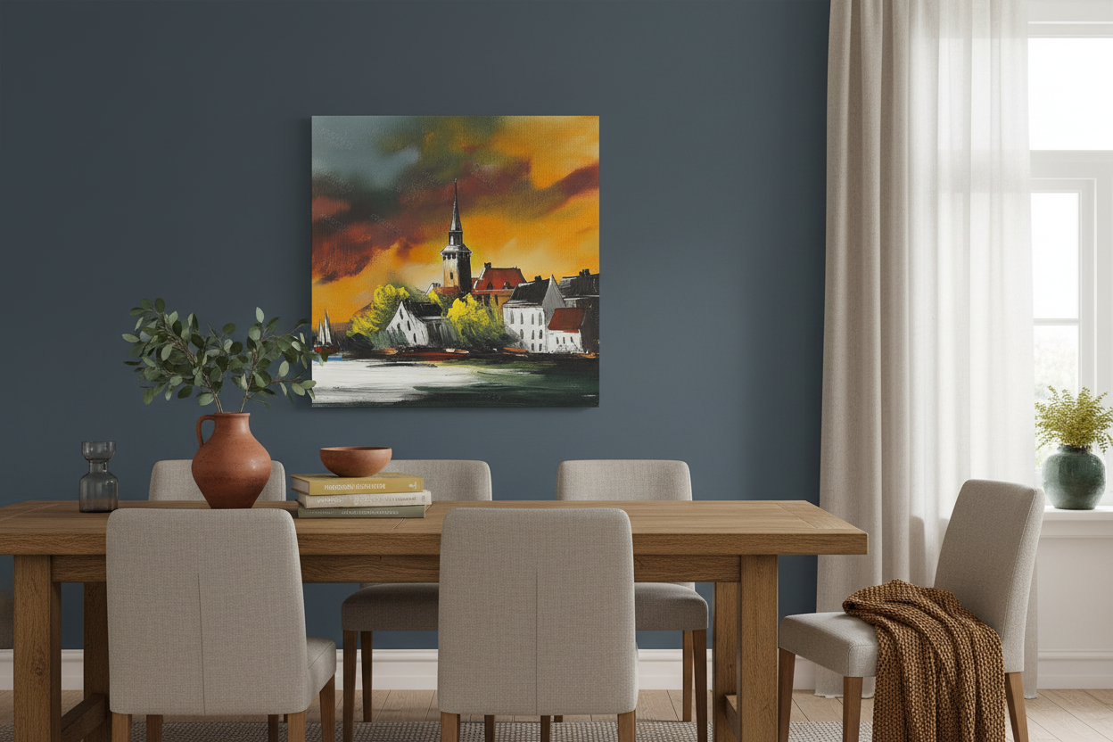 Dramatische Zonsondergang boven Dorpskerk