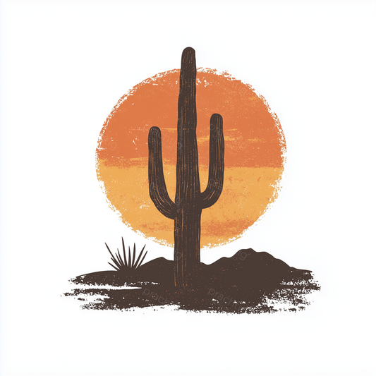 Zonsondergang Achter Cactus