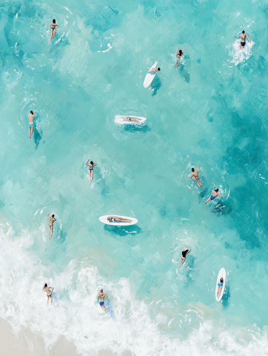 Zomerspel op turquoise golven