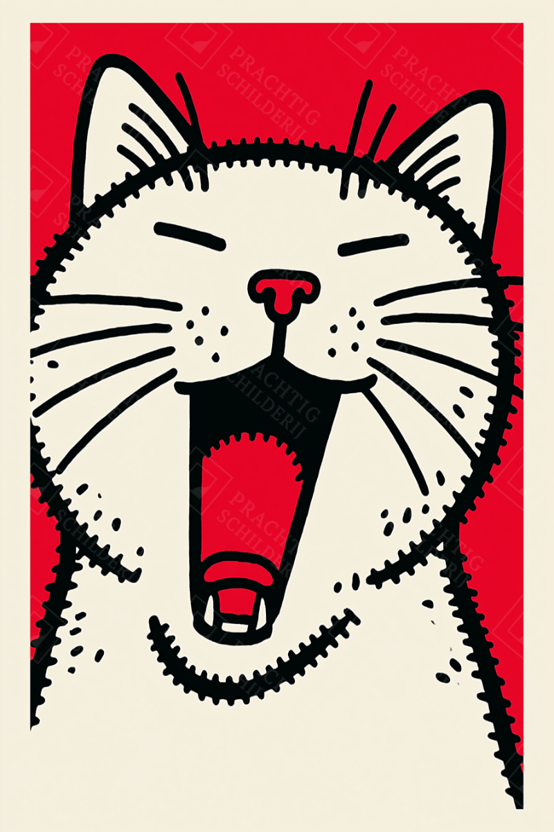 Lachende Kat op Rood