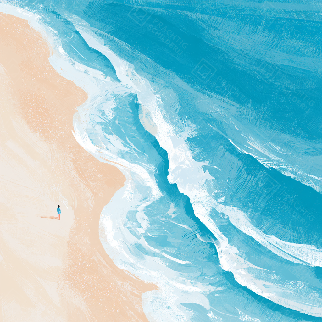 Strandwandeling in blauw
