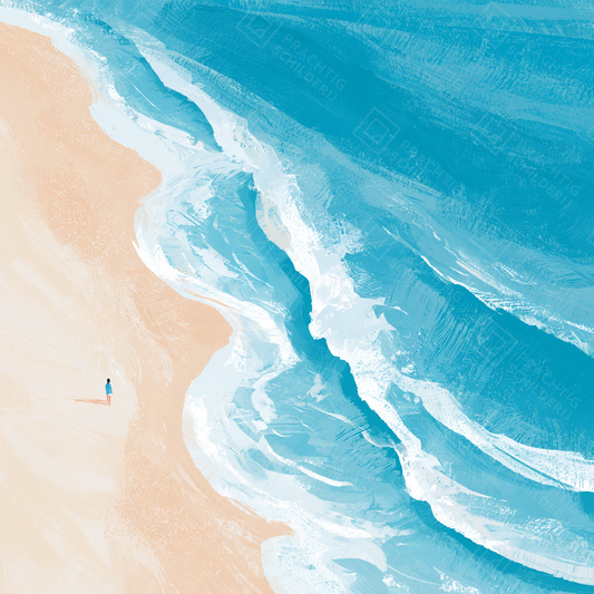 Strandwandeling in blauw