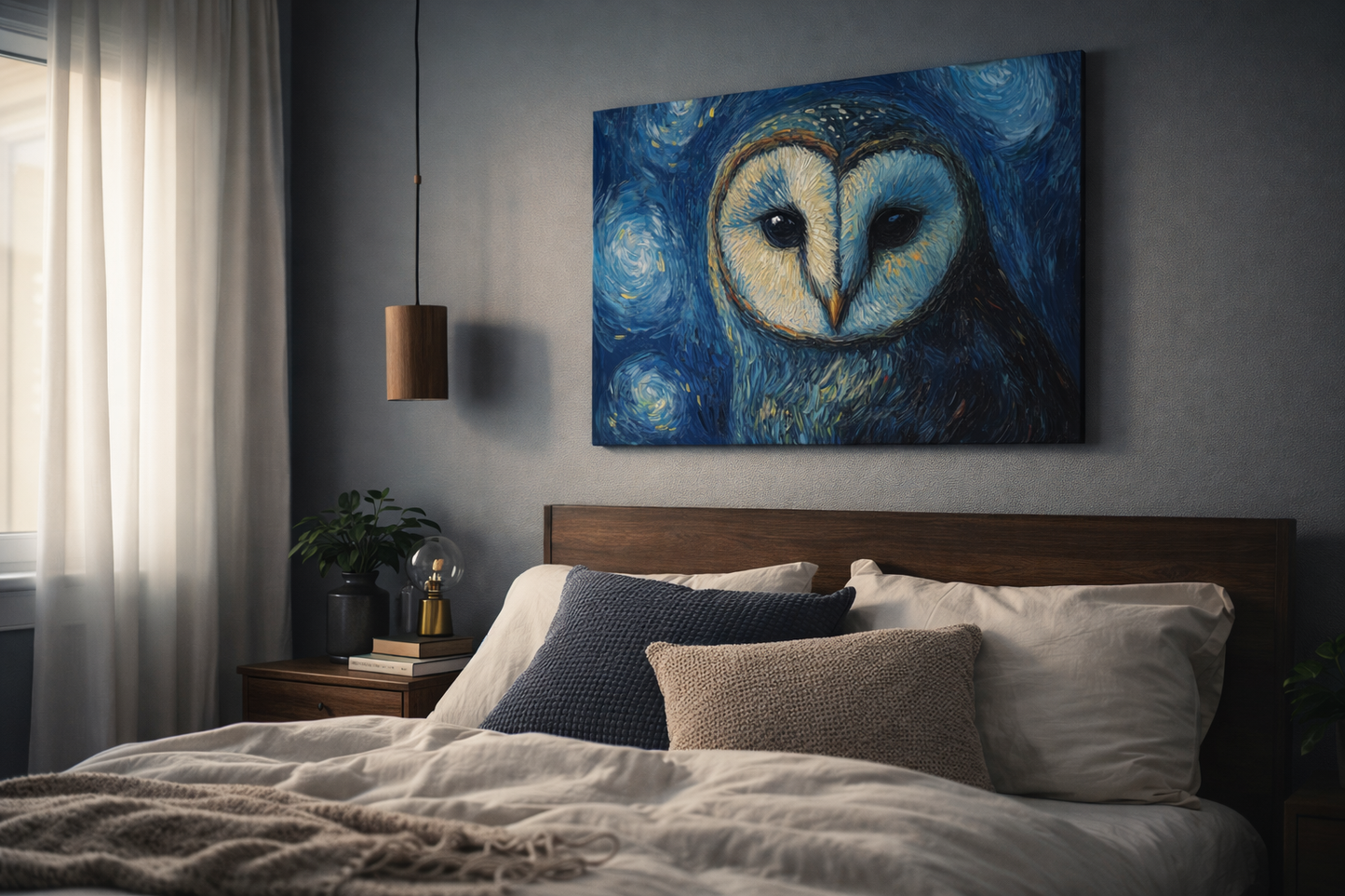 Nachtelijke Uil in Blauw