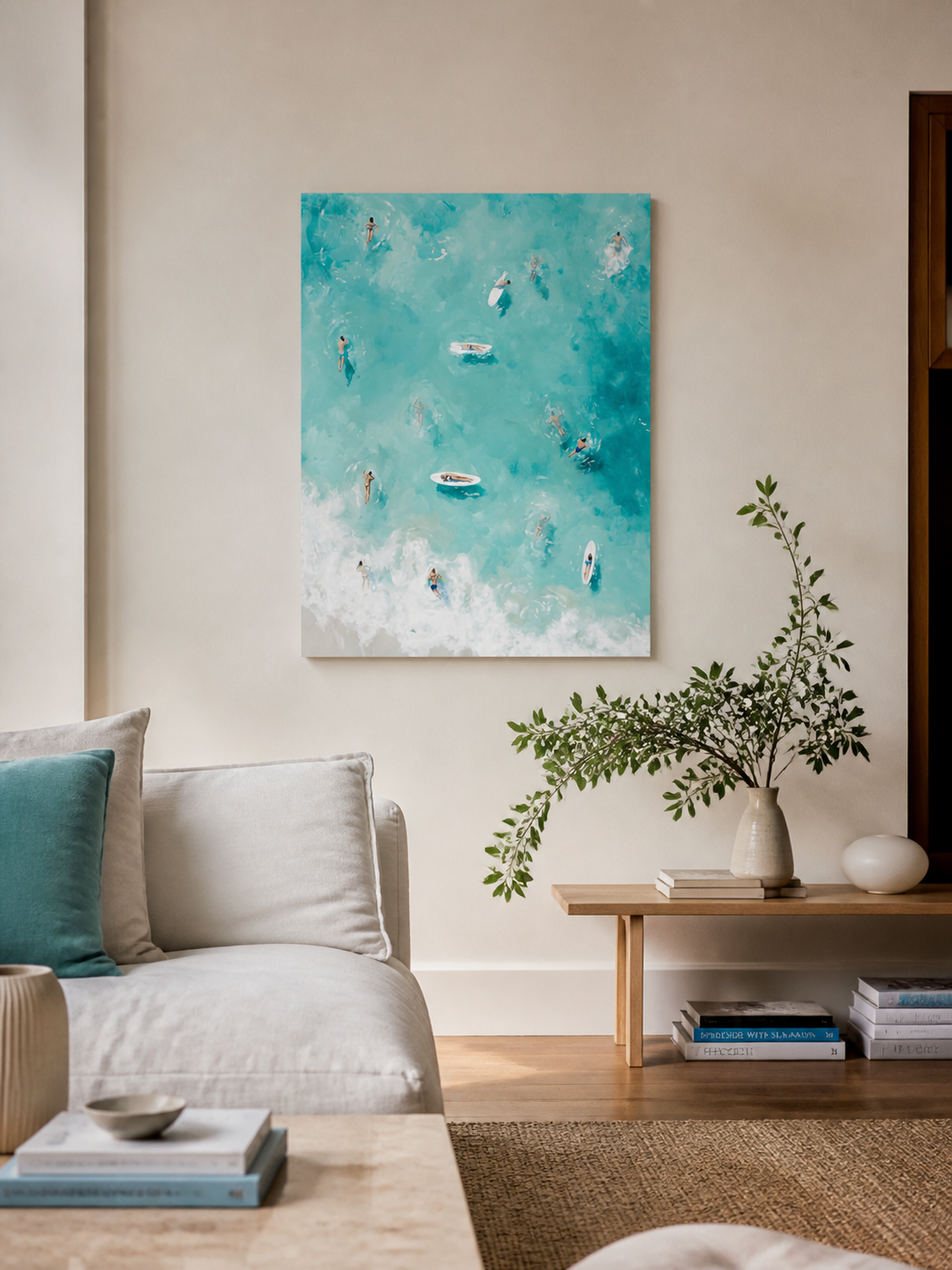 Zomerspel op turquoise golven