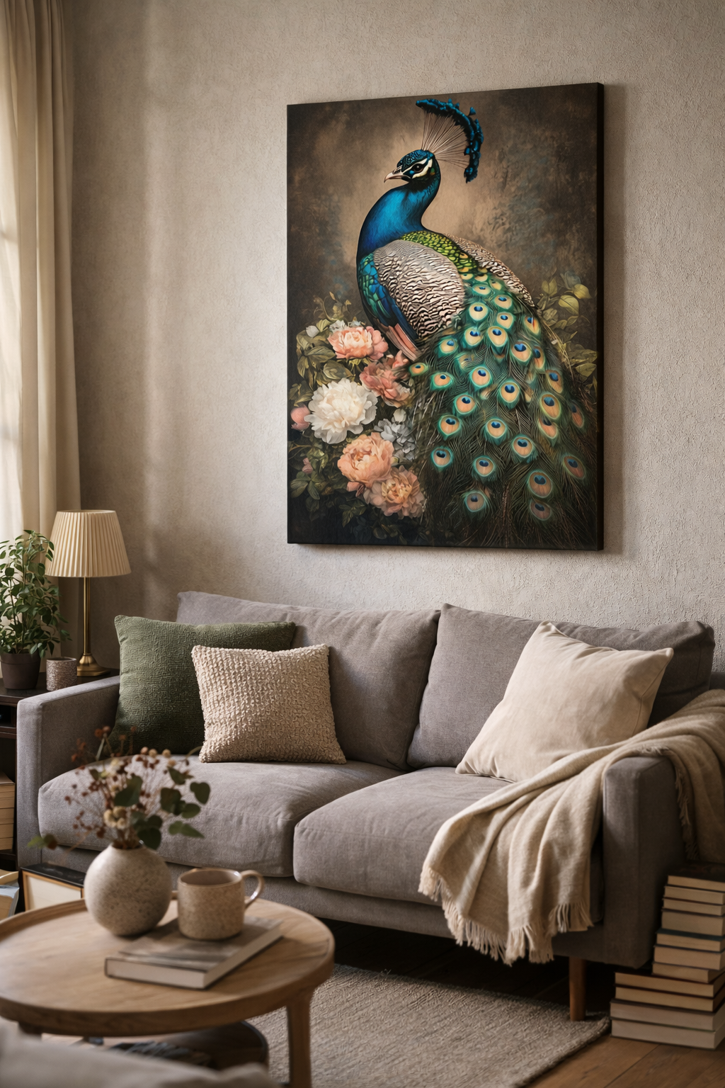 Pauw en bloemenpracht