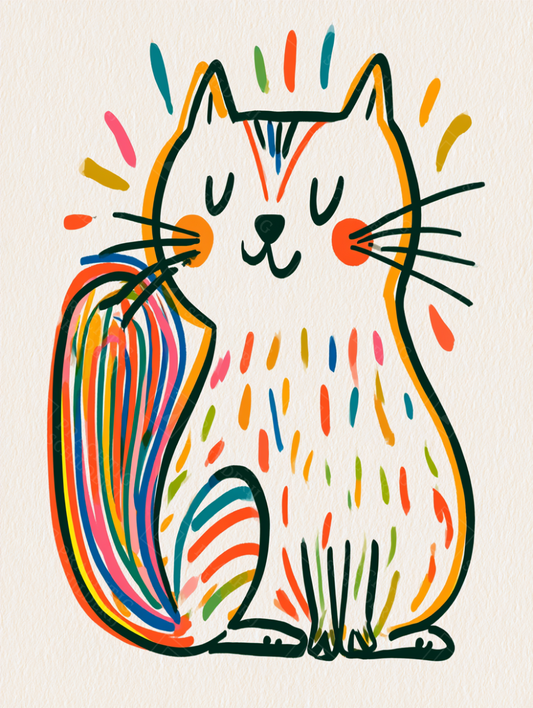 Vrolijke Kat in Regenboogkleuren