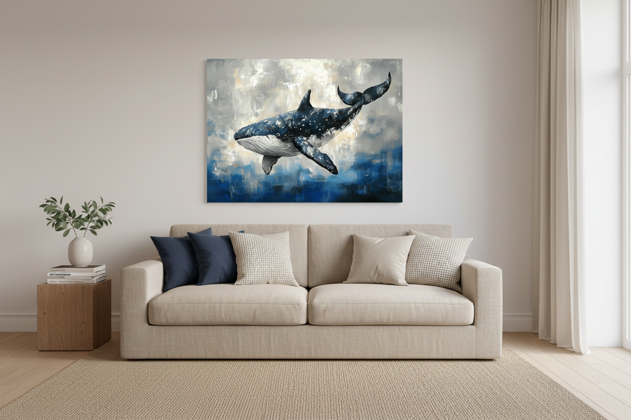 Zwevende Walvis in Blauwe Oceaan