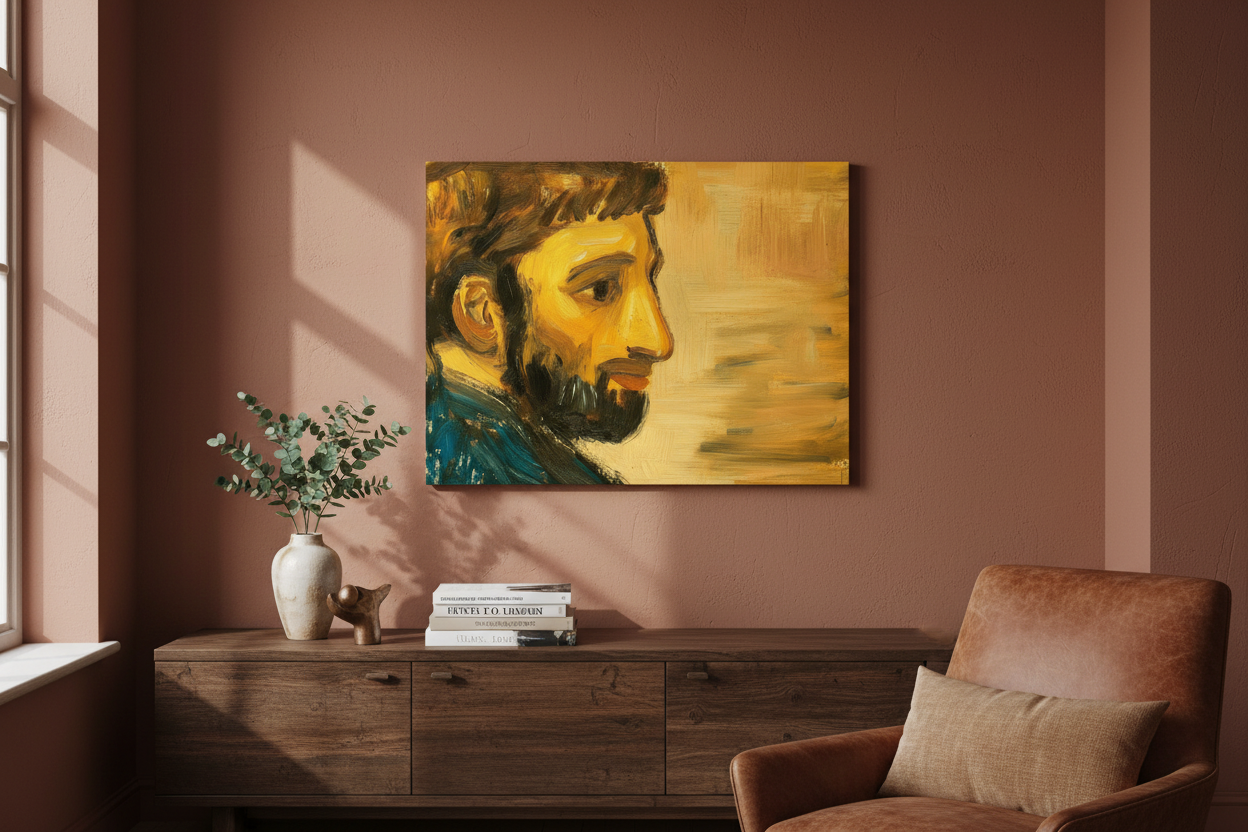 Man met baard in warme tinten